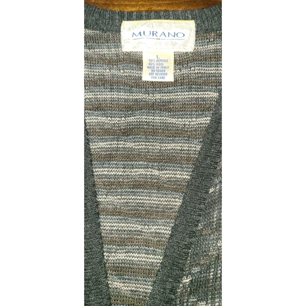 Vintage Sweater Mens L Cardigan Vest Wool Blend Eclectic Grandpa Italy - Picture 4 of 6